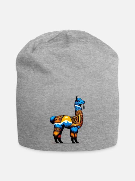 Alpaka - Jersey-Beanie - Grau meliert