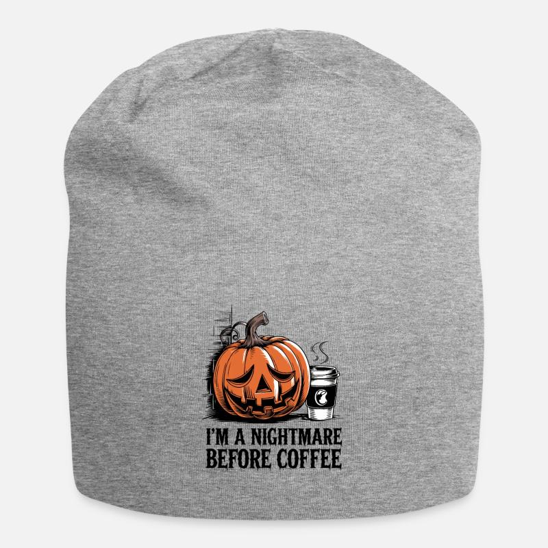 I'm a Nightmare Before Coffee - Jersey Beanie - heather grey