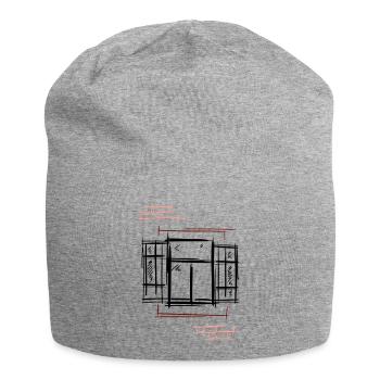 Old antique window with shutters, brick wall - Jersey Beanie - heather grey - Front