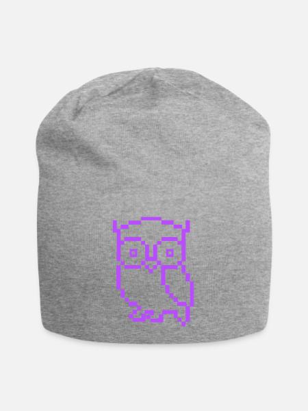 Pixel Eule - Jersey-Beanie - Grau meliert