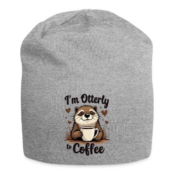Ich bin Otterly zum Kaffee, süßes Otter-Design - Jersey-Beanie - Grau meliert - Vorne