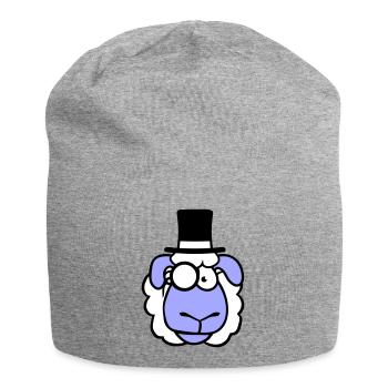 Schaf Herr Gentleman Zylinder Hut Monokel Brille - Jersey-Beanie - Grau meliert - Vorne