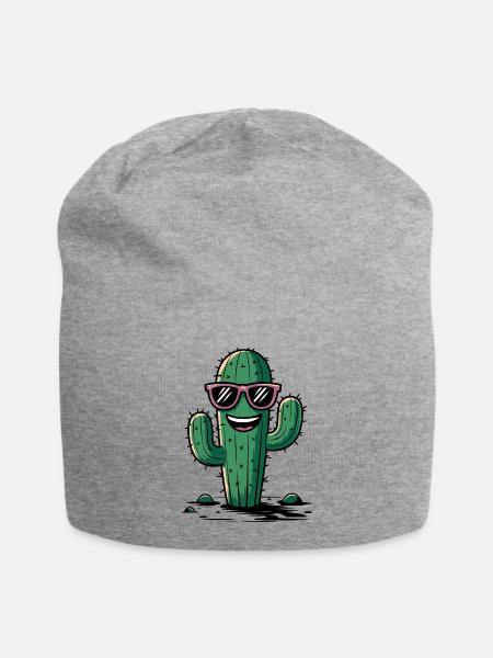 Cooler Kaktus - Jersey-Beanie - Grau meliert