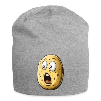 Funny Shocked Potato - Jersey Beanie - heather grey - Front