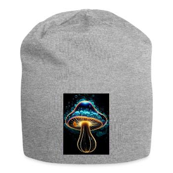 Leuchtender Pilz - Jersey-Beanie - Grau meliert - Vorne