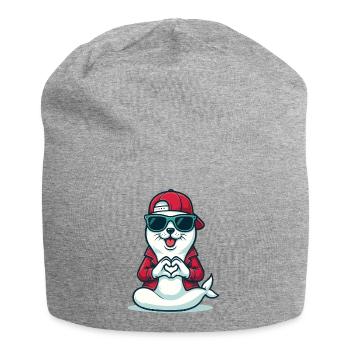 Amour et nageoire - Bonnet en jersey - gris chiné - Devant