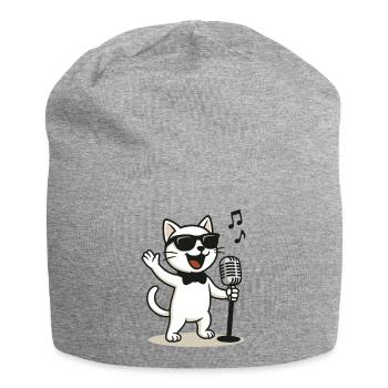 Rock'n'Roll Kitty - Jersey Beanie - heather grey - Front
