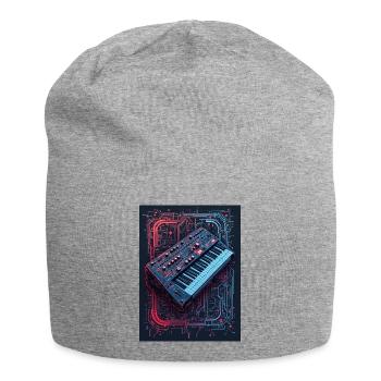 Futuristisches Synthesizer-Design - Jersey-Beanie - Grau meliert - Vorne