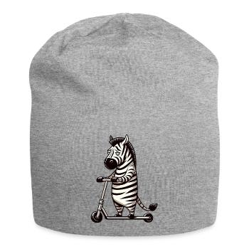 Witziges Zebra Roller Scooter Langeweile Cartoon - Jersey-Beanie - Grau meliert - Vorne