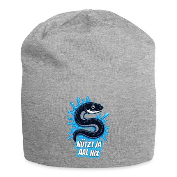 jeu de mots allemand "Nützt ja Aal Nix" Boucles d'anguille de dessin animé - Bonnet en jersey - gris chiné - Devant