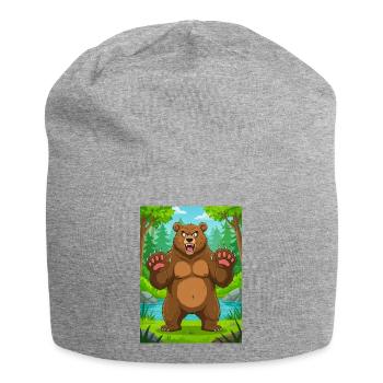 Braunbär – mächtiges Waldraubtier in Amerika - Jersey-Beanie - Grau meliert - Vorne