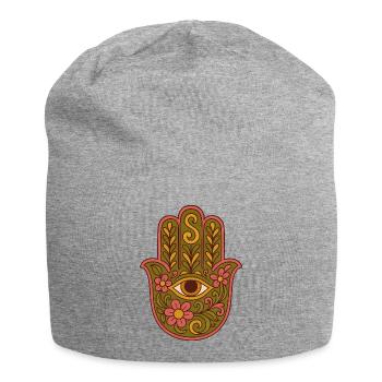 Hamsa Eye Floral Boho Kunstwerk - Jersey-Beanie - Grau meliert - Vorne