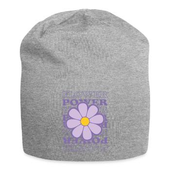 Flower-Power - Jersey-Beanie - Grau meliert - Vorne