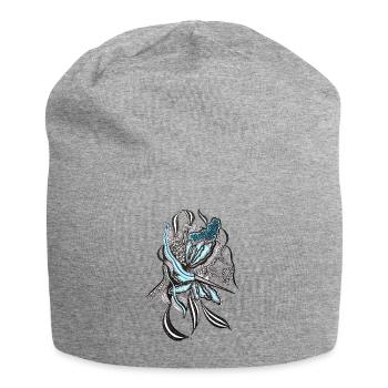 Conception de la ligne de fleur d’indigo - Bonnet en jersey - gris chiné - Devant