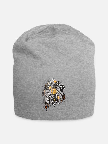 Noir Blossoms Accents d’orange - Bonnet en jersey - gris chiné