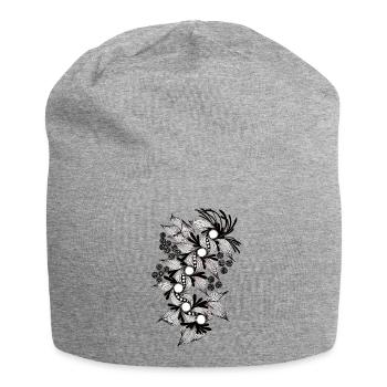 Schwarzweiß Blumenspirale - Jersey-Beanie - Grau meliert - Vorne