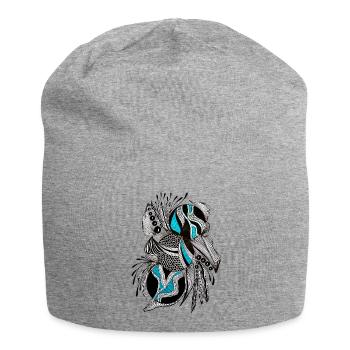 Motif d’écailles noirsturquoises - Bonnet en jersey - gris chiné - Devant