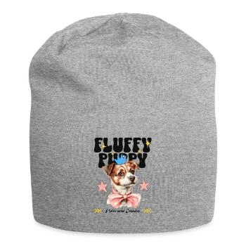 Chiot moelleux - si moelleux qu’il faut sourire - Bonnet en jersey - gris chiné - Devant