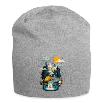 Bergsee Pfad - Camping Backpacker Motiv - Jersey-Beanie - Grau meliert - Vorne