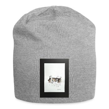 Mode, Menschen abstrakt. Aquarell  mit Tusche - Jersey-Beanie - Grau meliert - Vorne