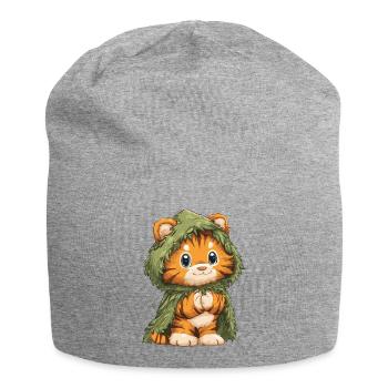 Cuddly tiger in a moss cape - Jersey Beanie - heather grey - Front