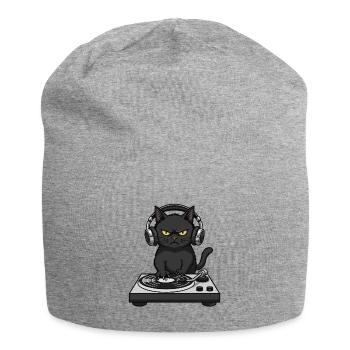 Turntable Cat Chat DJ Vinyle - Bonnet en jersey - gris chiné - Devant