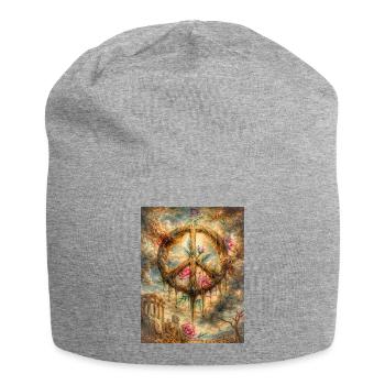 Friedenskreis mit Rosen Rankente - Jersey-Beanie - Grau meliert - Vorne