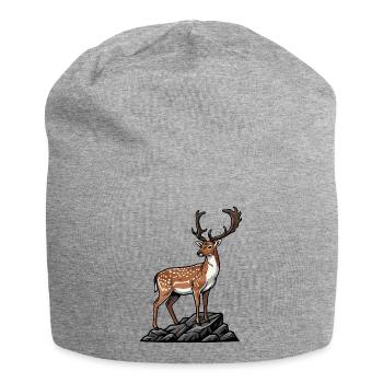 Daim Tacheté Majestueux Nature Sauvage Rocher - Bonnet en jersey - gris chiné - Devant