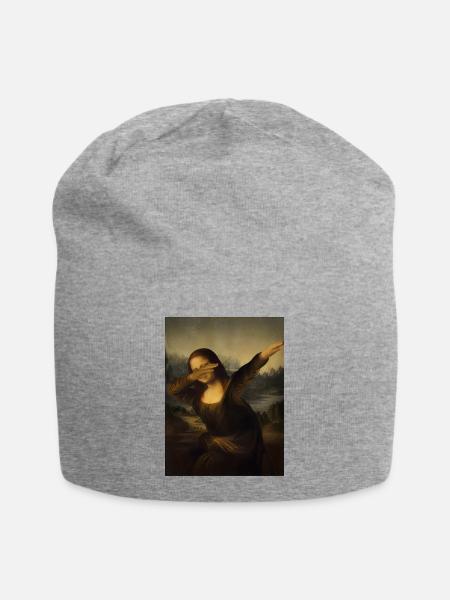 Mona Lisa betupfen Leonardo Da Vinci Mona Lisa - Jersey-Beanie - Grau meliert