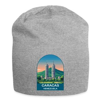 Caracas Venezuela Skyline Vintage Travel Poster - Jersey Beanie - heather grey - Front