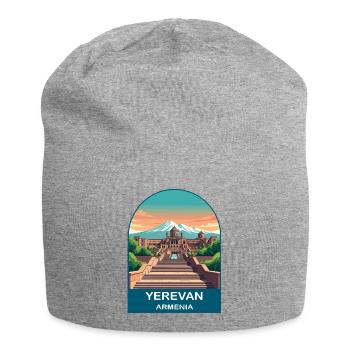 Yerevan Armenia Mount Ararat Vintage Travel Art - Jersey Beanie - heather grey - Front