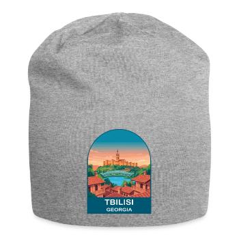 Tbilisi Georgia Vintage Skyline Reiseplakat - Jersey-Beanie - Grau meliert - Vorne