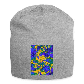 Neon Psychedelic Floral Burst - Jersey Beanie - heather grey - Front