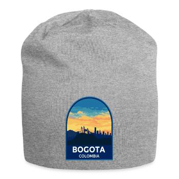 Bogota Colombia Monserrate Retro Sunset Badge - Jersey Beanie - heather grey - Front