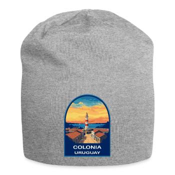 Colonia Uruguay Lighthouse Retro Sunset Badge - Jersey Beanie - heather grey - Front
