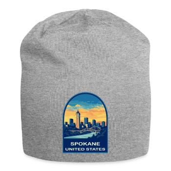 Badge Retro Sunset Skyline de Spokane, Washington - Bonnet en jersey - gris chiné - Devant