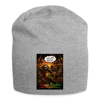 Ganja Faultier – Reggae Faultier mit Tropen-Vibes - Jersey-Beanie - Grau meliert - Vorne