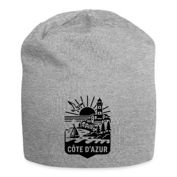 Côte d'Azur Silhouette Meer & Leuchtturm - Jersey-Beanie - Grau meliert - Vorne