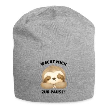 Weckt mich zur Pause Faultier - Jersey-Beanie - Grau meliert - Vorne