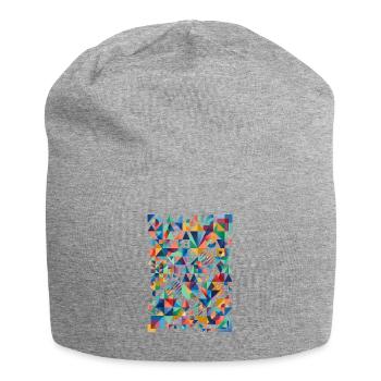 Abstract color mosaic - Jersey Beanie - heather grey - Front