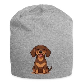 Cute Dachshund Cartoon Smile Shirt - Jersey Beanie - heather grey - Front
