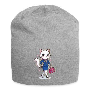 Élégant chat d’affaires avec un sac rose - Bonnet en jersey - gris chiné - Devant