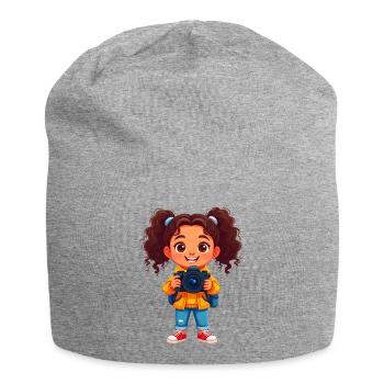 Little Photographer with Camera – Creative Design - Jersey Beanie - heather grey - Front