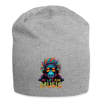 Chimpanzé coloré – Ma vie pour la musique - Bonnet en jersey - gris chiné - Devant