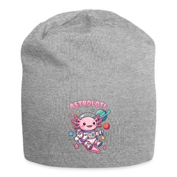 Astrolotl – süßes Axolotl im Weltall - Jersey-Beanie - Grau meliert - Vorne