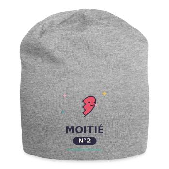 Moitié Nº2 Cœur Esquissé Rigolo - Bonnet en jersey - gris chiné - Devant