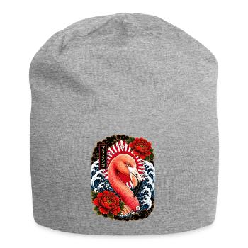 Flamingo im japanischen Irezumi Stil - Jersey-Beanie - Grau meliert - Vorne