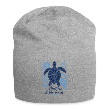 Meet me at the Beach – Schildkröte im Mandala-Stil - Jersey-Beanie - Grau meliert - Vorne