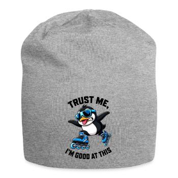 Cooler Pinguin Inline Skater Lustig Comic - Jersey-Beanie - Grau meliert - Vorne