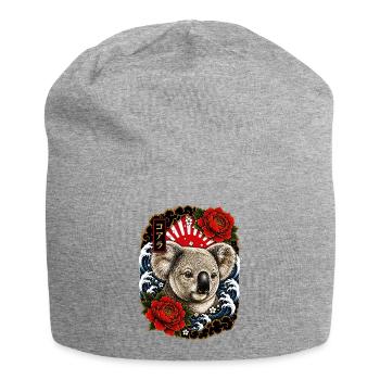 Koala im japanischen Irezumi Tattoo Stil - Jersey-Beanie - Grau meliert - Vorne